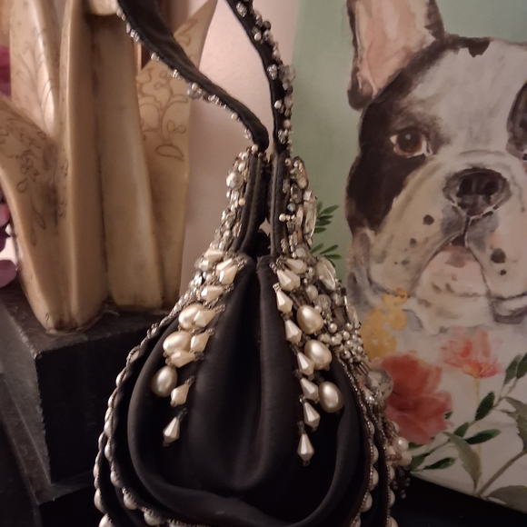 Mary Frances Black and Silver Embellished Clutch